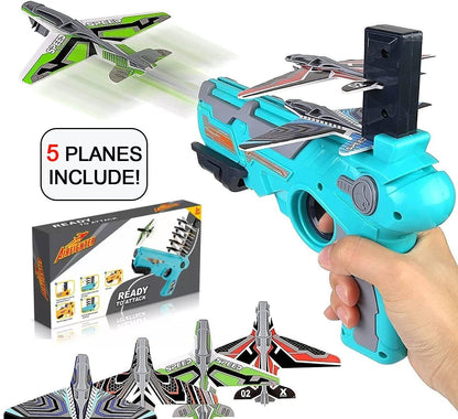 4710 Airplane Launcher Gun Toy With Foam Glider Planes Outdoor Games For Children Best Aeroplane Toys For Kids Air Battle Gun Toys  ( 5 Plane Include )