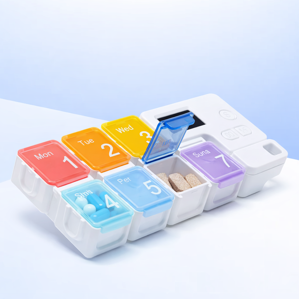 Weekly Pill Organizer with Digital Reminder