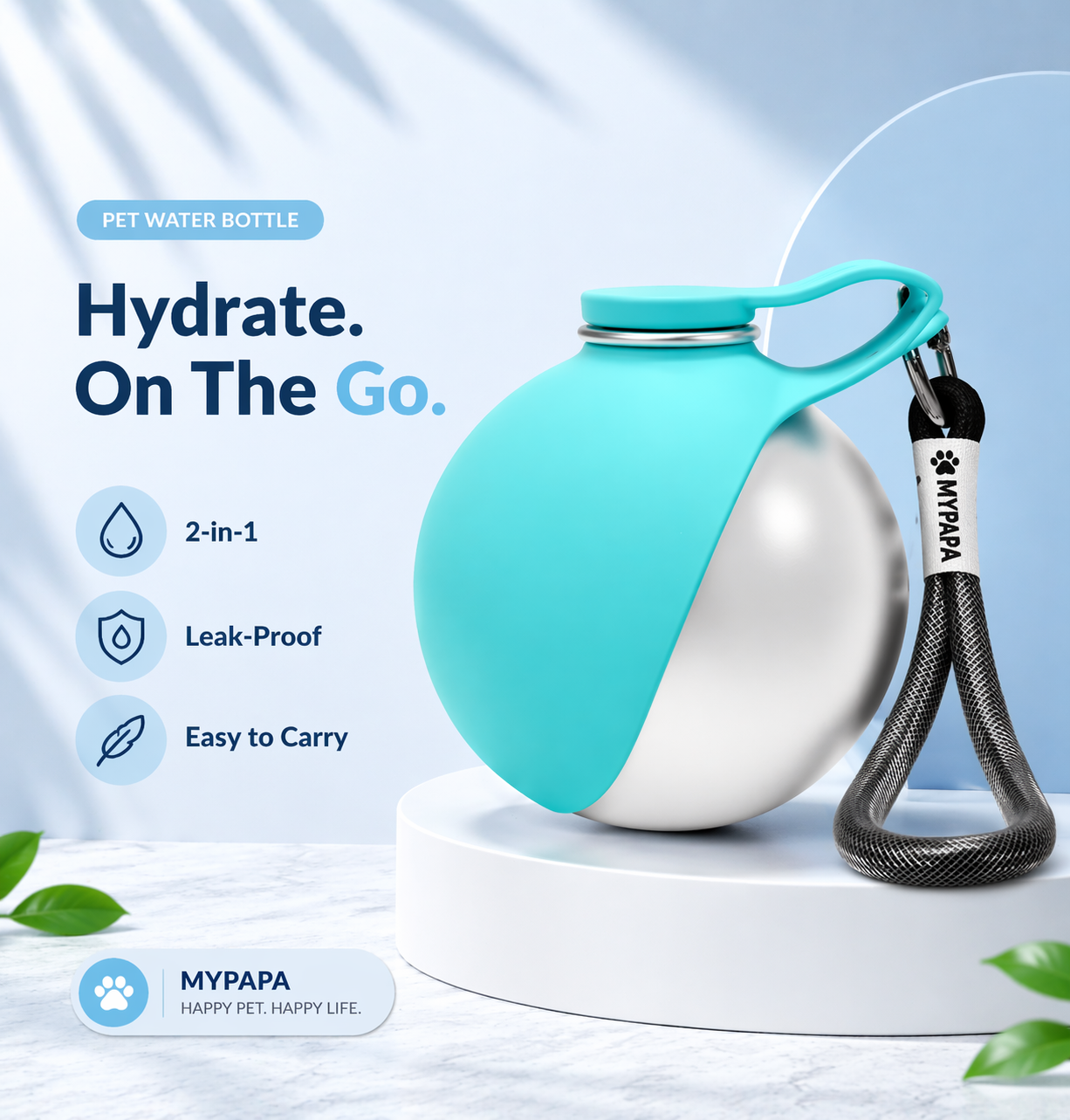 Portable 2-in-1 Pet Water Bottle