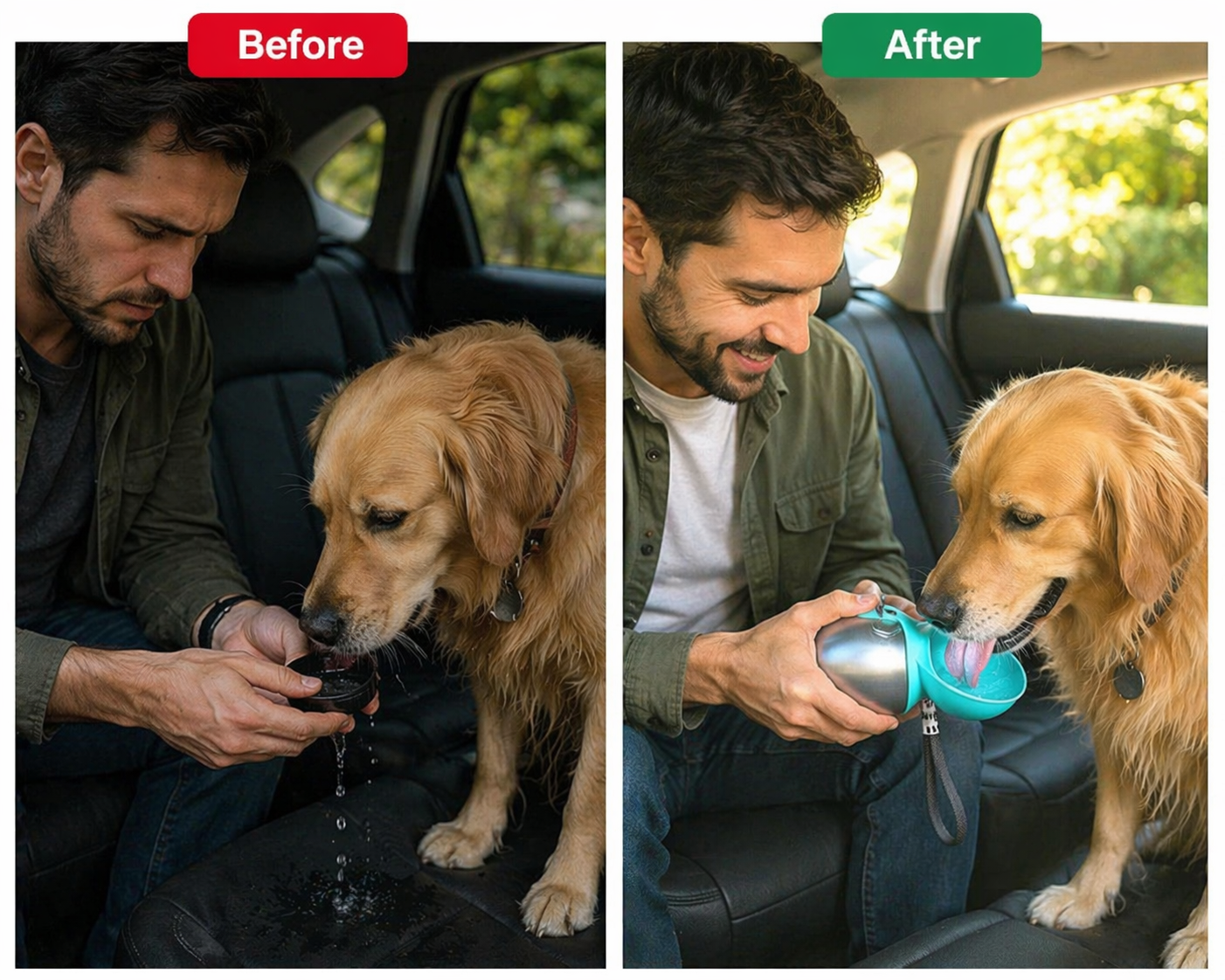 Portable 2-in-1 Pet Water Bottle