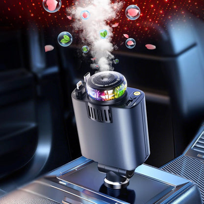 Retractable Car Charger with Aromatherapy & Star Light | Fast Charging 5-in-1
