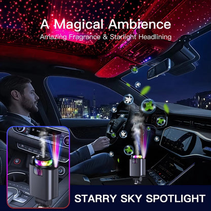 Retractable Car Charger with Aromatherapy & Star Light | Fast Charging 5-in-1