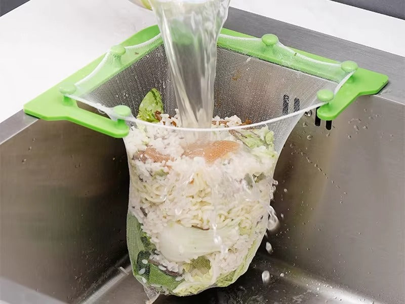 Sink Corner Strainer Rack with  50 Disposable Mesh Bags