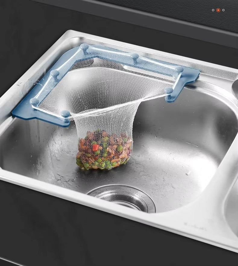 Sink Corner Strainer Rack with  50 Disposable Mesh Bags